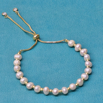 Adjustable White Pearl bracelet with pearl charms