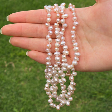 Irregular White Freshwater Pearl Infinite Necklace
