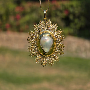 Golden Sunflower Baroque Pearl Necklace