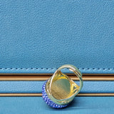 Baroque Pearl Ring with light blue Austrian Crystals