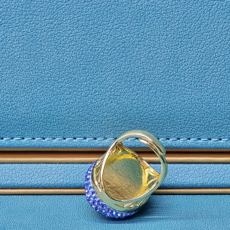 Baroque Pearl Ring with light blue Austrian Crystals