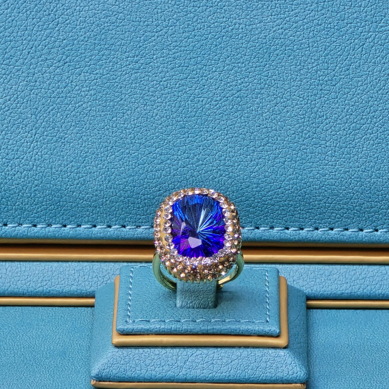 Golden Radiance Ring in Blue