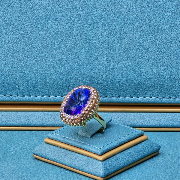 Golden Radiance Ring in Blue