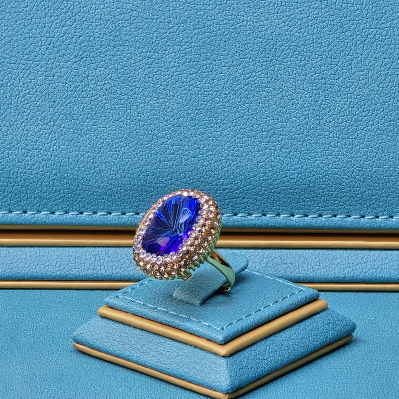 Golden Radiance Ring in Blue