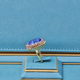 Golden Radiance Ring in Blue