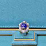 Lapis Lazuli  and Austrian Crystal Ring