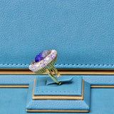 Lapis Lazuli  and Austrian Crystal Ring