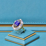 Lapis Lazuli  and Austrian Crystal Ring