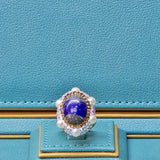 Lapis Lazuli  and Austrian Crystal Ring
