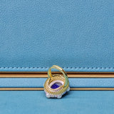 Lapis Lazuli  and Austrian Crystal Ring
