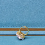 Lapis Lazuli  and Austrian Crystal Ring