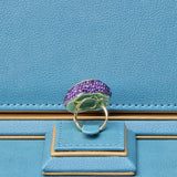 Ring with Mother of pearl and light purple  Austrian Crystals