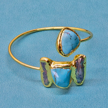 Light weight Gemstone Bangle  with Turquoise rock & Pearl