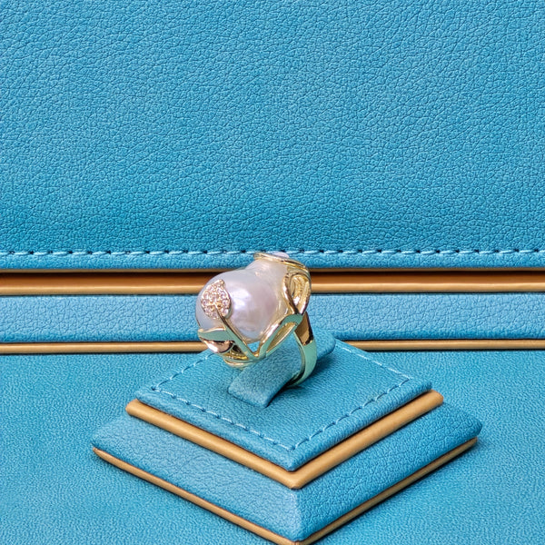Gold Plated Baroque Pearl Ring