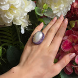 Ring with Mother of pearl and light purple  Austrian Crystals