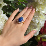 Lapis Lazuli  and Austrian Crystal Ring