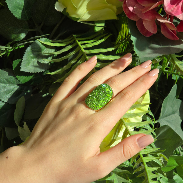 Peridot and Austrian Crystal Ring