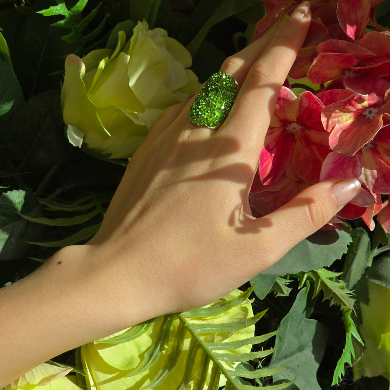 Peridot and Austrian Crystal Ring