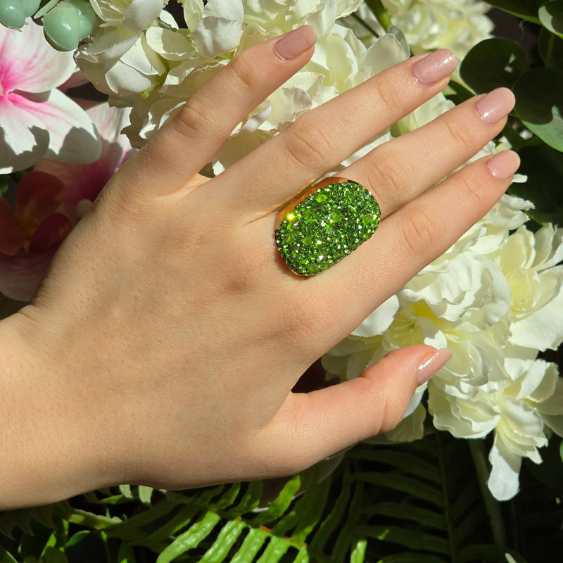 Peridot and Austrian Crystal Ring