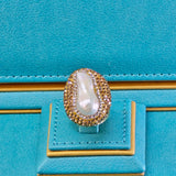 Baroque Pearl ring with Gold Colour of Austrian Crystals