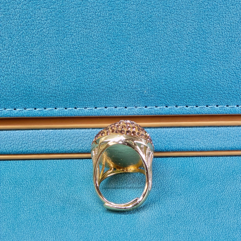 Baroque Pearl ring with Gold Colour of Austrian Crystals