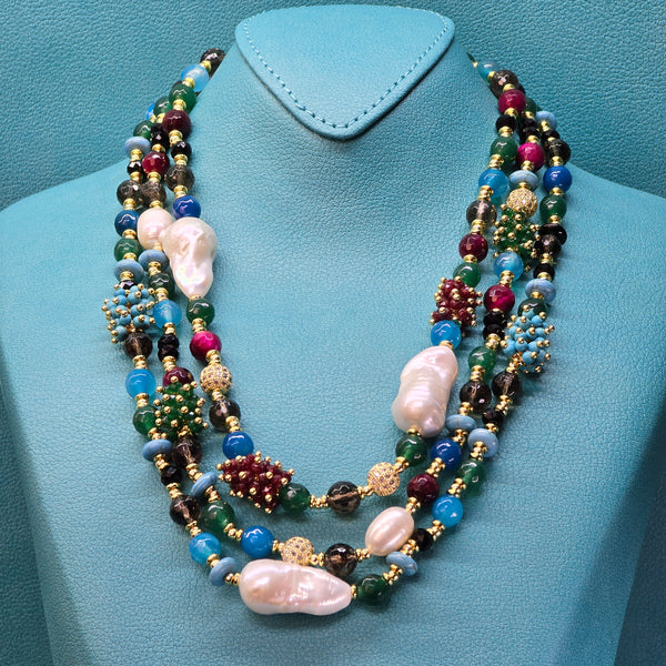 Mexico-Inspired 3 lines Bohemian Elegance Necklace