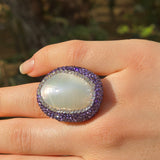 Ring with Mother of pearl and light purple  Austrian Crystals