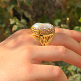 Baroque Pearl ring with Gold Colour of Austrian Crystals