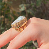 Baroque Pearl ring with Gold Colour of Austrian Crystals
