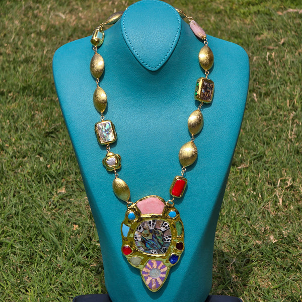 Vibrant Paua Shell Statement Necklace