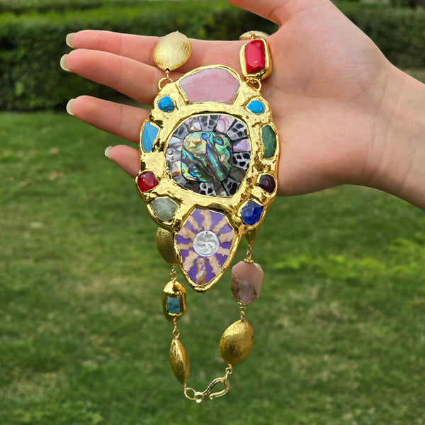 Vibrant Paua Shell Statement Necklace