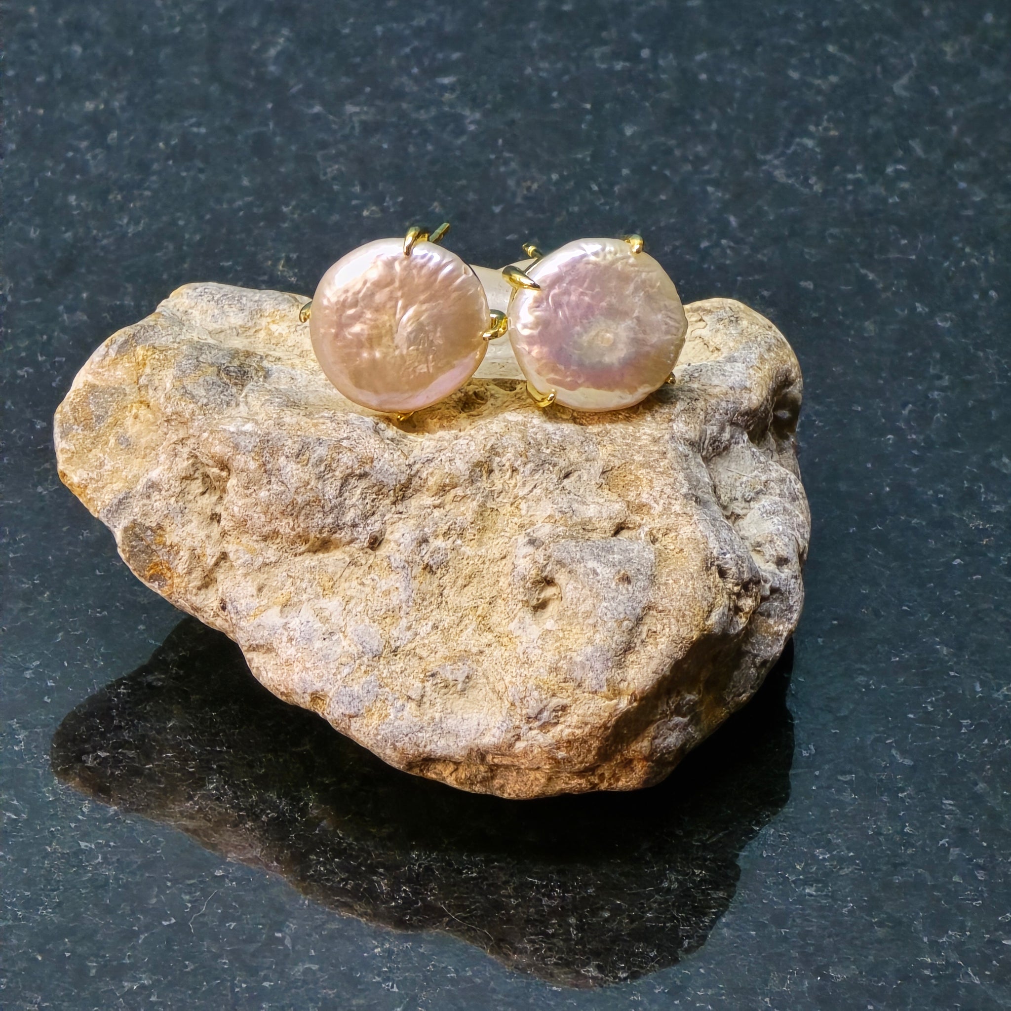 Luminous Coin Pearl Earrings