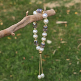 Adjustable White Pearl bracelet with Austrian crystal beads