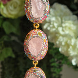 Rose Quartz, Austrian Crystals and  Tourmaline Statement Bracelet