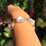 Rose Quartz, Austrian Crystals and  Tourmaline Statement Bracelet
