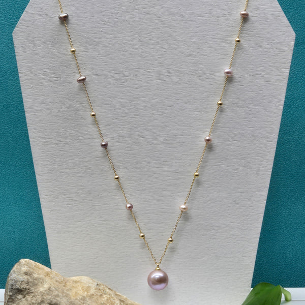 Golden Glow purple Pearl necklace