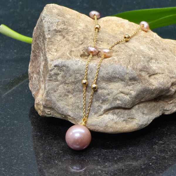 Golden Glow purple Pearl necklace