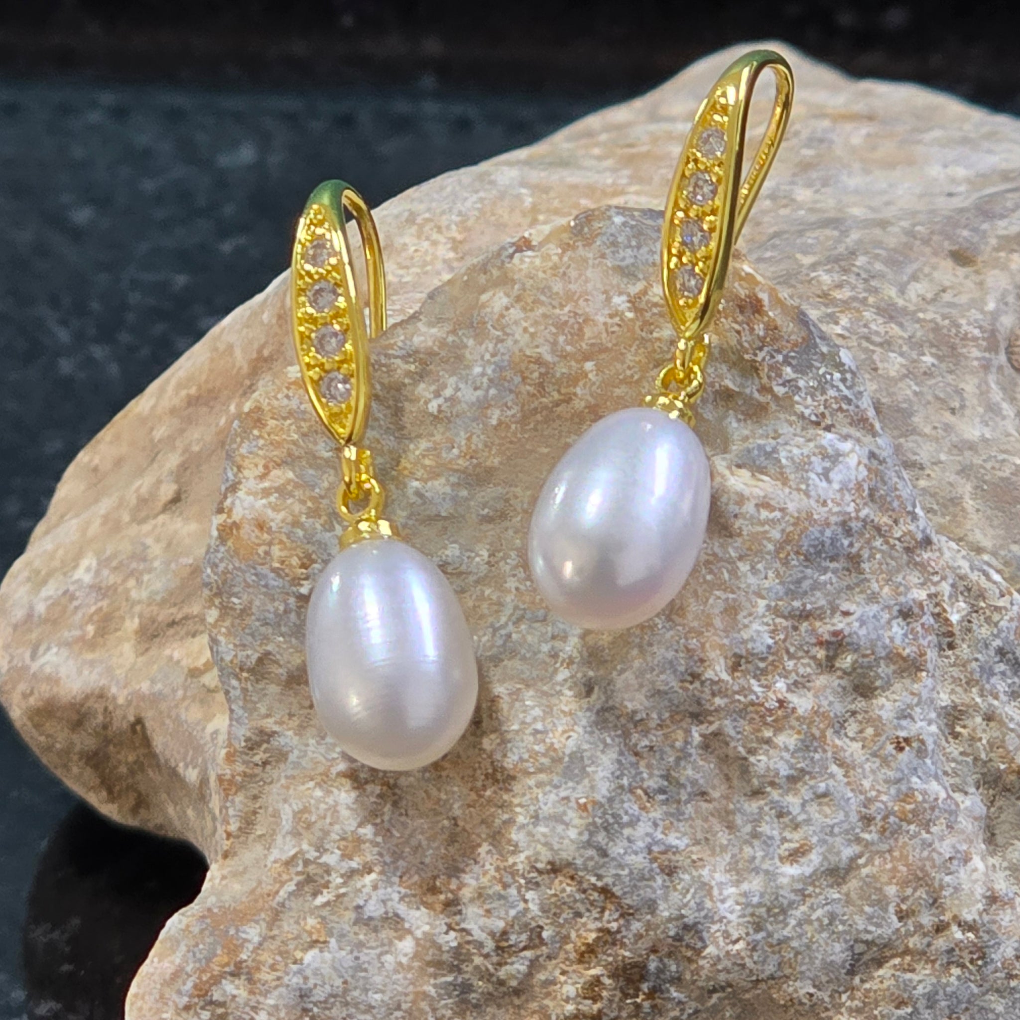 White freshwater dangle earring