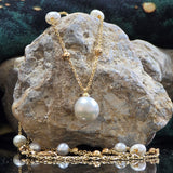 Golden Glow white Pearl necklace