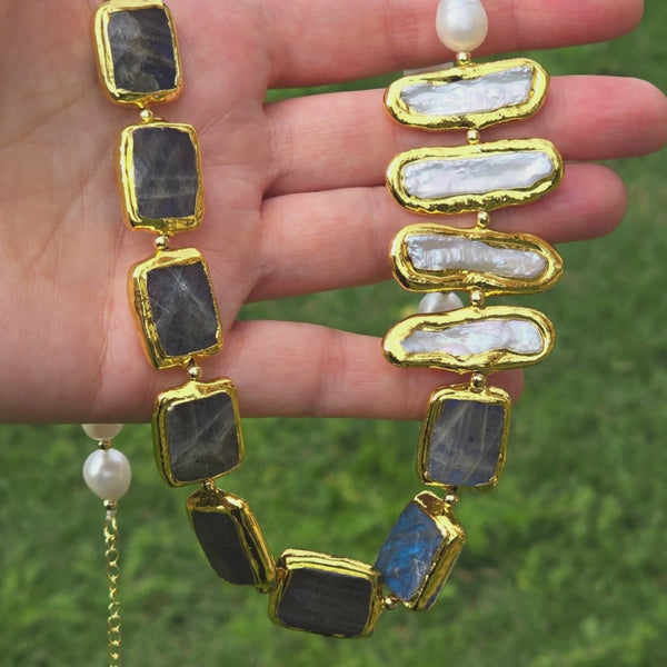 Freshwater Pearl and Labradorite Necklace